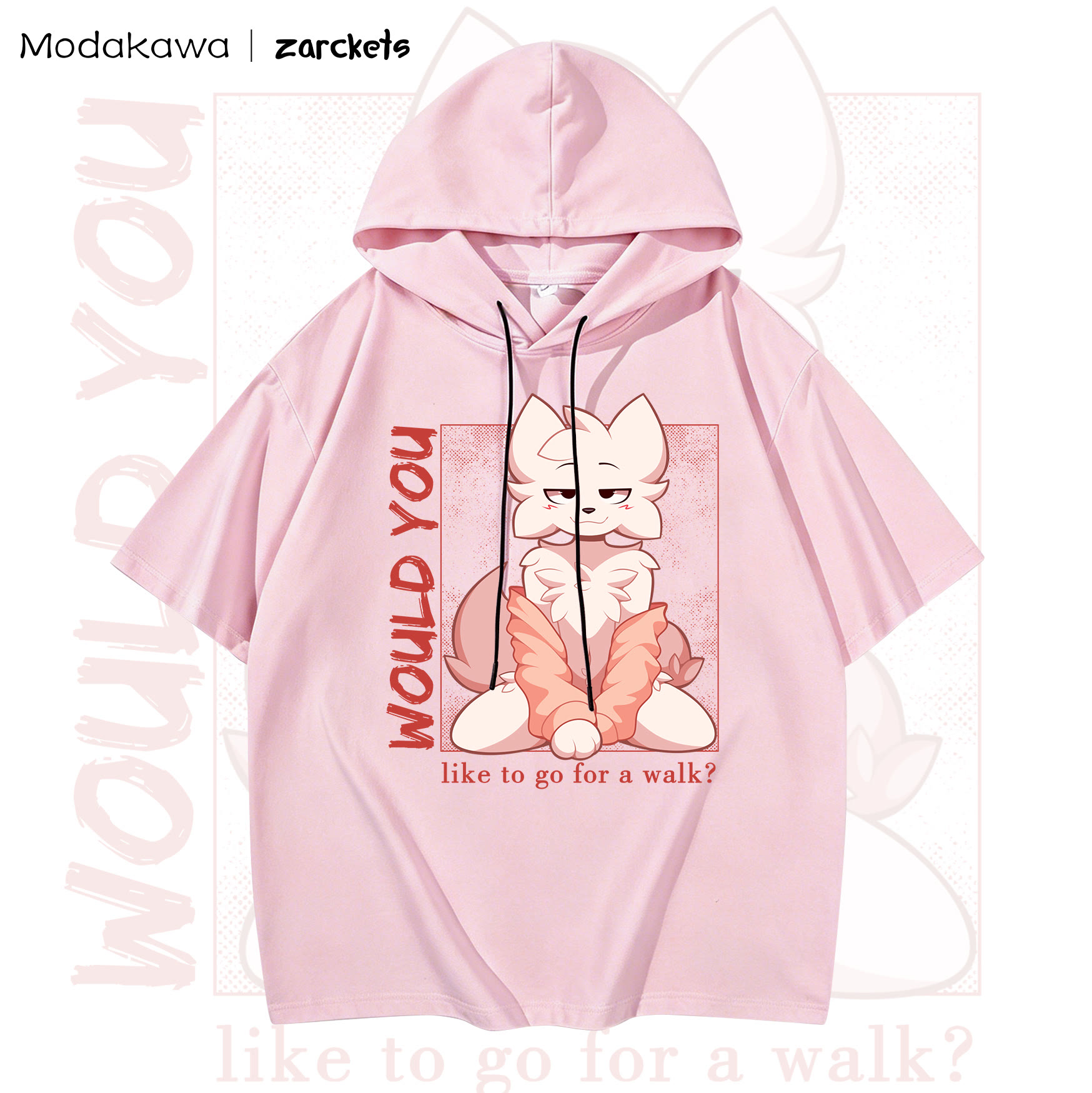 MODAKAWA X zarckets  Anime Fox Graphic Short Sleeve Hoodie with Mini Skirt Two Pieces Set - Top - L - image 3