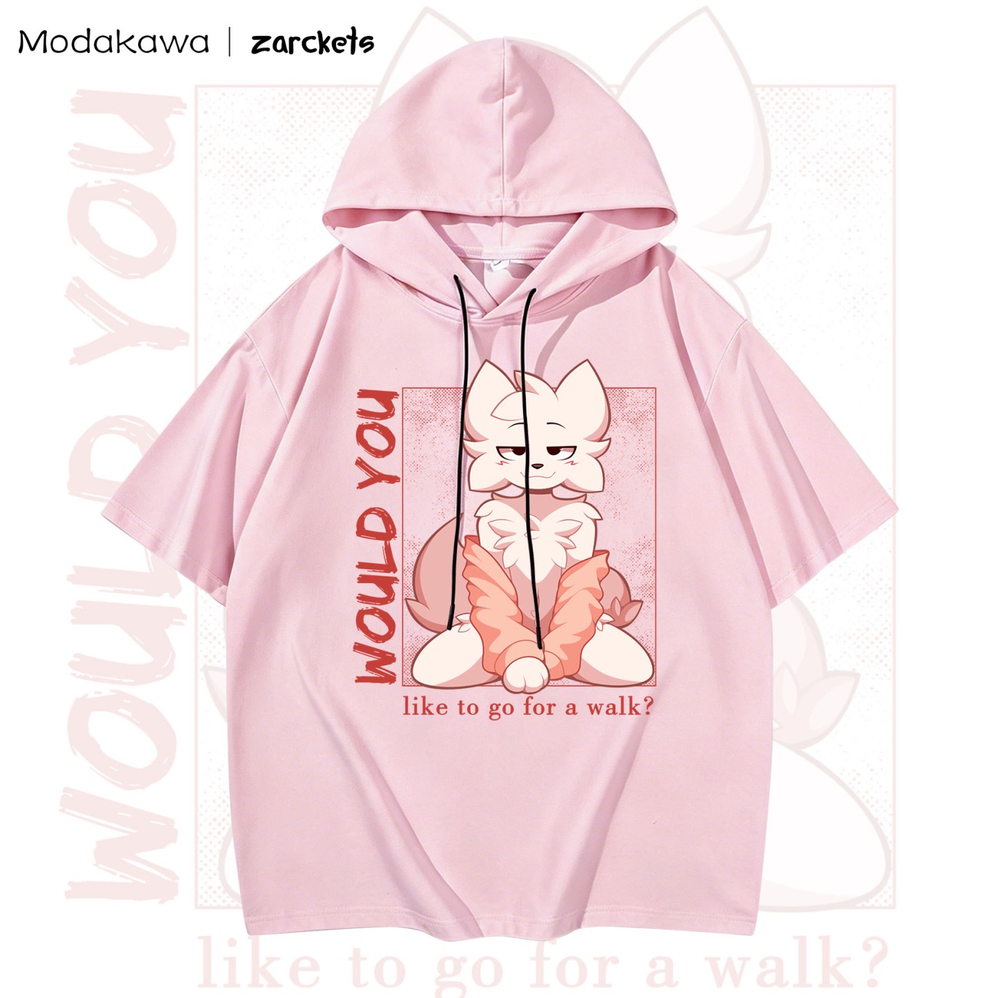 MODAKAWA X zarckets  Anime Fox Graphic Short Sleeve Hoodie with Mini Skirt Two Pieces Set - Top - L - image 3