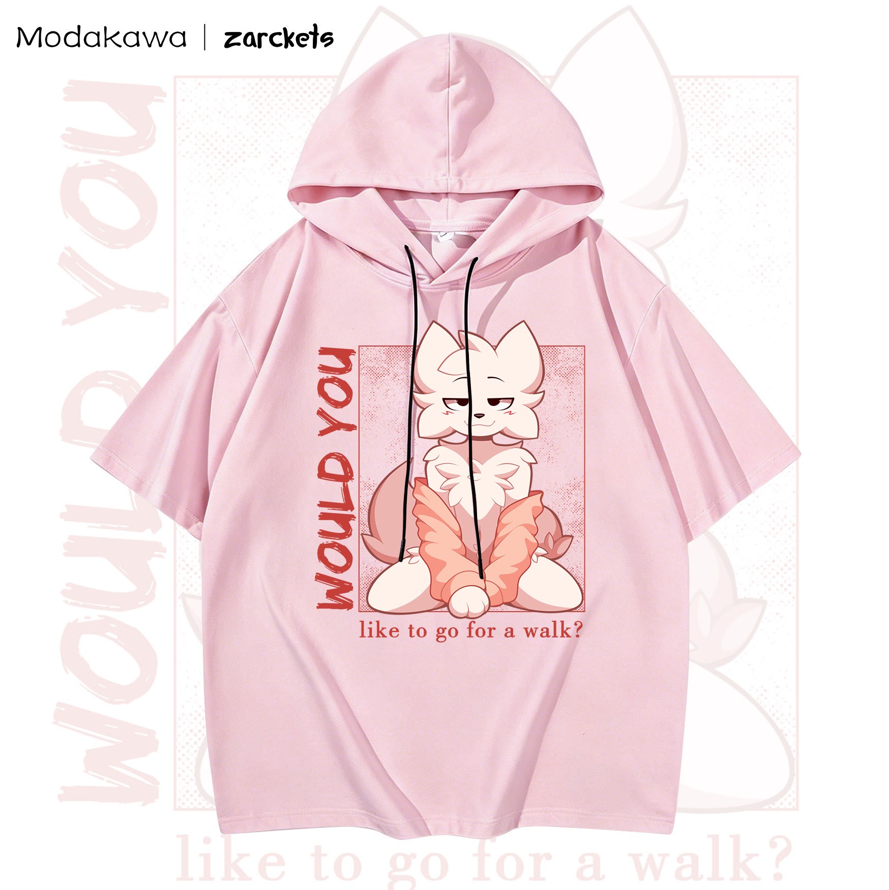 MODAKAWA X zarckets  Anime Fox Graphic Short Sleeve Hoodie with Mini Skirt Two Pieces Set - Top - L - image 3