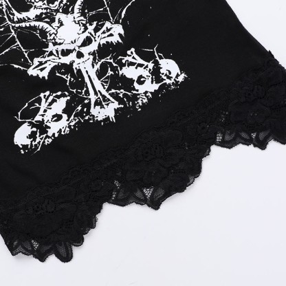 Gothic Black Bat Print Chain Strap Cami Top - image 7