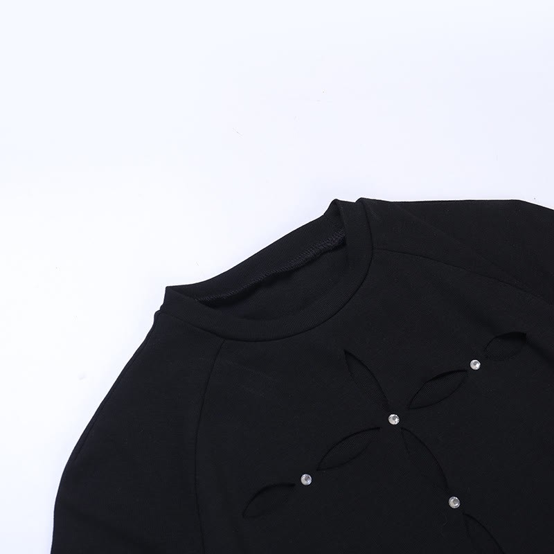 Punk Gothic Cut Out T-Shirt Top - image 6