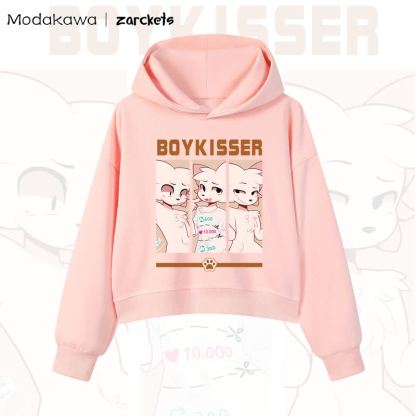 MODAKAWA X zarckets BOYKISSER Cat Graphic Cropped Cotton Hoodie - Pink - 3XL - image 3