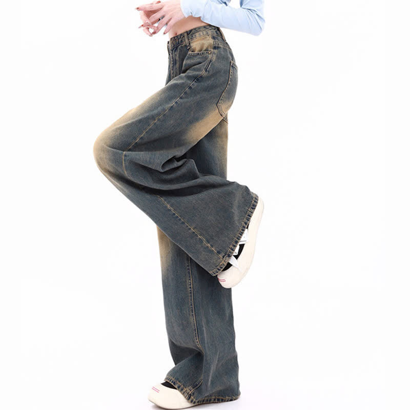 Striped Knit Vest T-shirt Gradient Wide Leg Jeans Two Pieces Set - image 5