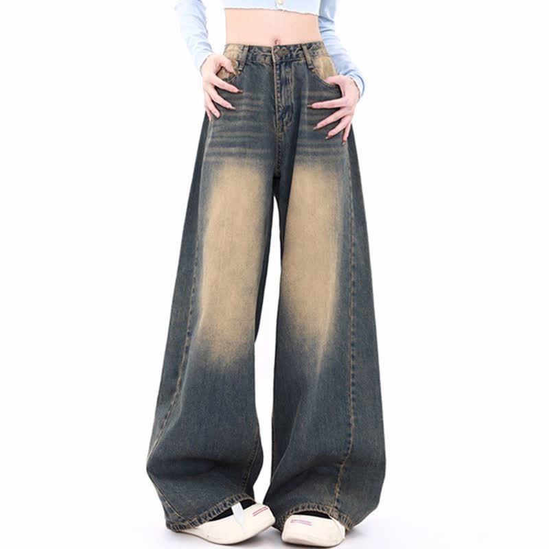 Striped Knit Vest T-shirt Gradient Wide Leg Jeans Two Pieces Set - Pants - 3XL - image 3