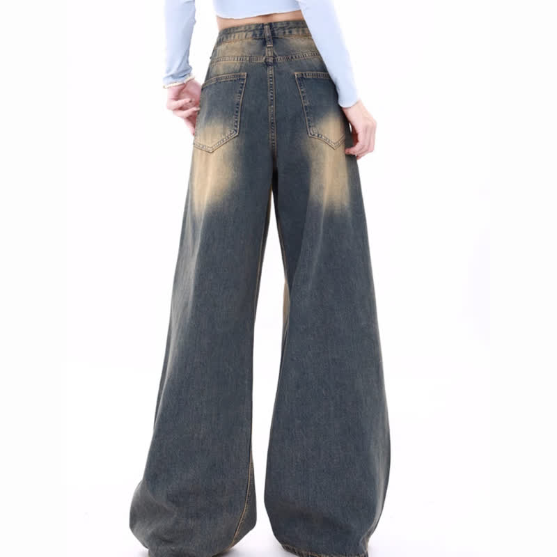 Striped Knit Vest T-shirt Gradient Wide Leg Jeans Two Pieces Set - image 4