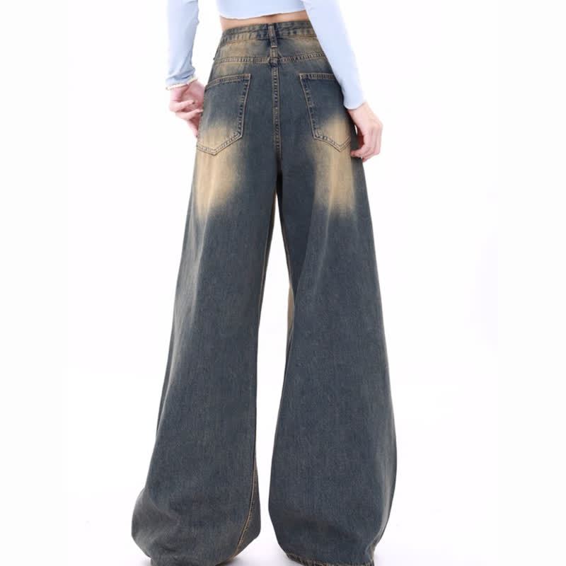 Striped Knit Vest T-shirt Gradient Wide Leg Jeans Two Pieces Set - image 4