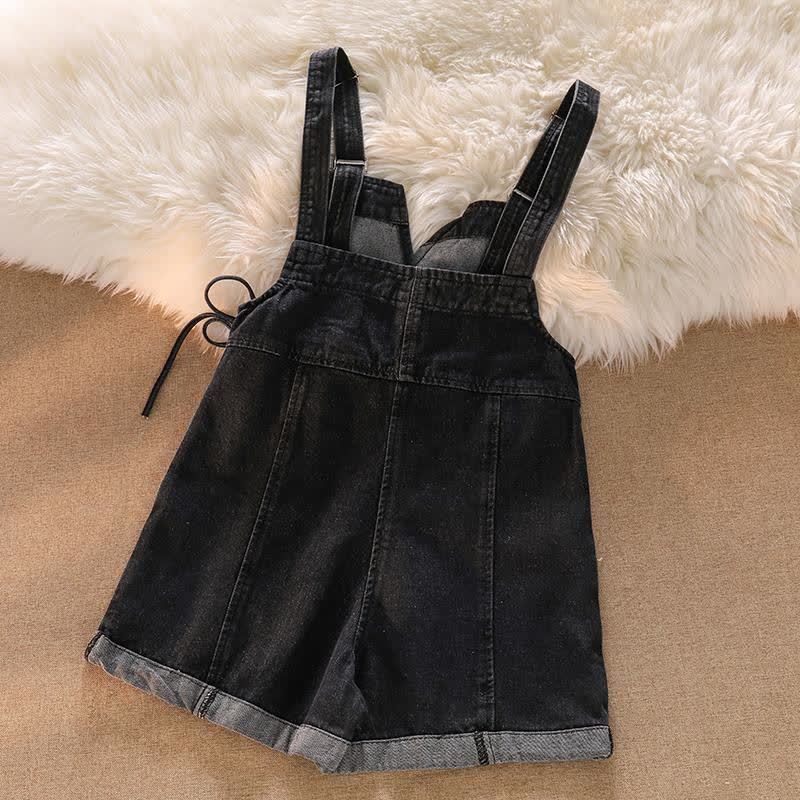  Striped Polo Top Denim Overall Shorts Two Pieces Set - image 4