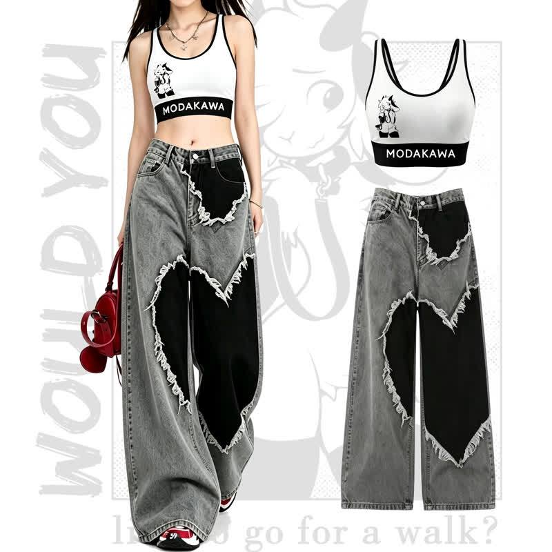 MODAKAWA Goat Graphic Crop Tank Sport Top Pants Two Pieces Set - Set - 4XL - image 1