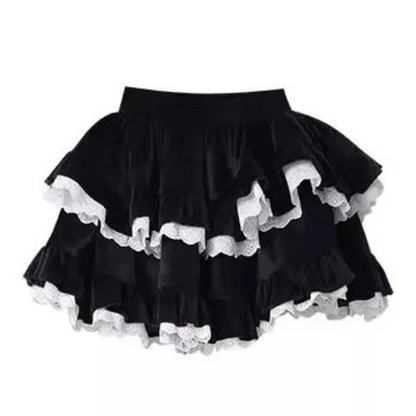 Bow Off Shoulder Long Sleeve Cardigan And Lace Layered Skirt Two Pieces Set - Skirt - 2XL - image 6