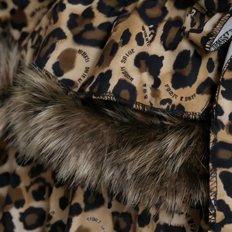 Fur Trim Off Shoulder Top And Leopard Print Layered Skirt Two Pieces Set - image 4