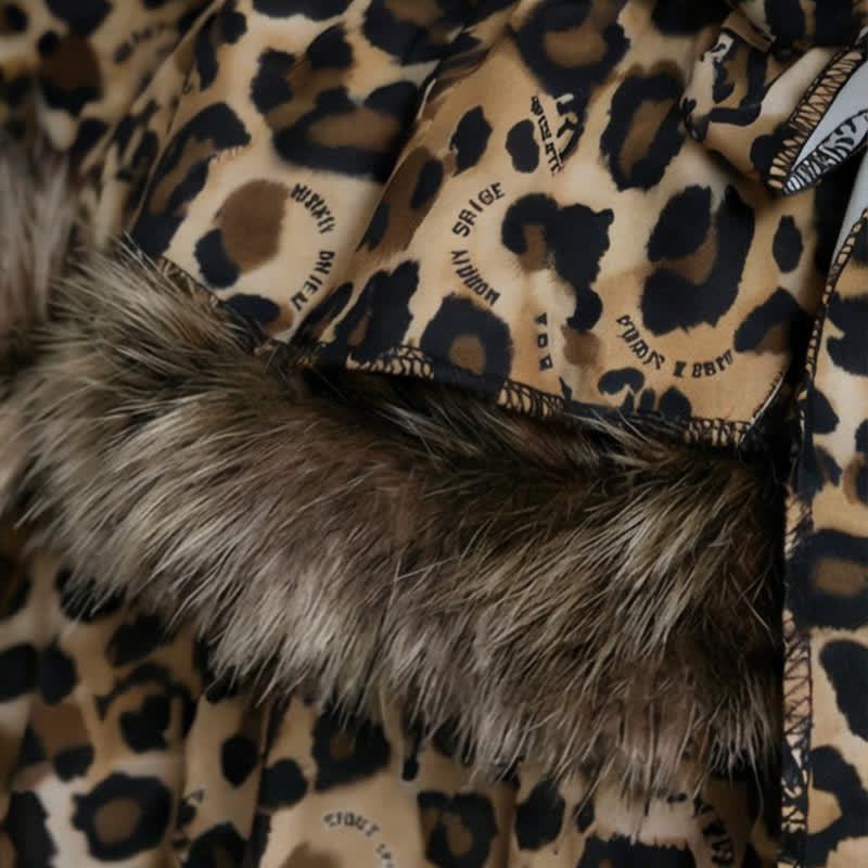 Fur Trim Off Shoulder Top And Leopard Print Layered Skirt Two Pieces Set - image 4