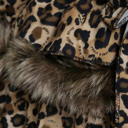 Fur Trim Off Shoulder Top And Leopard Print Layered Skirt Two Pieces Set - image 4