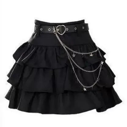 Ruffle Off Shoulder Long Sleeve Top Layered Chain Skirt Two Pieces Set - Skirt - 3XL - image 4