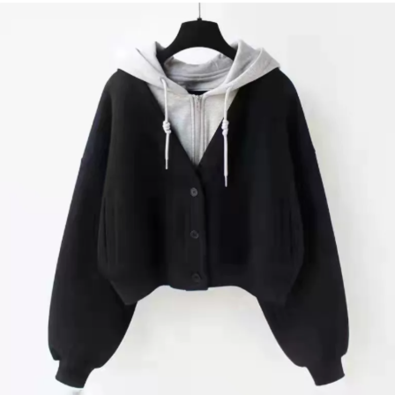 Fake Two Piece Hooded Sweatshirt Slim Fit Cargo Pants Two Pieces Set - Top - 4XL - image 2