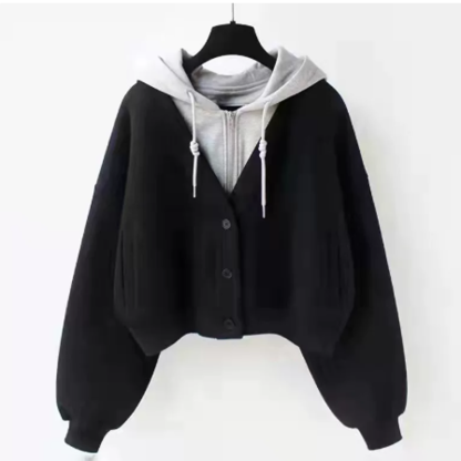 Fake Two Piece Hooded Sweatshirt Slim Fit Cargo Pants Two Pieces Set - Top - 4XL - image 2