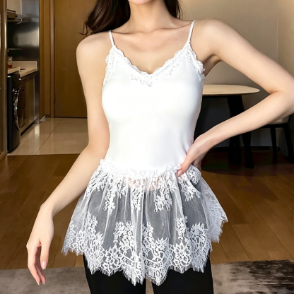 Gradient Hollow Out Shawl Lace Cami Top Wide Leg Pants Three Pieces Set - White Cami Top - 4XL - image 11