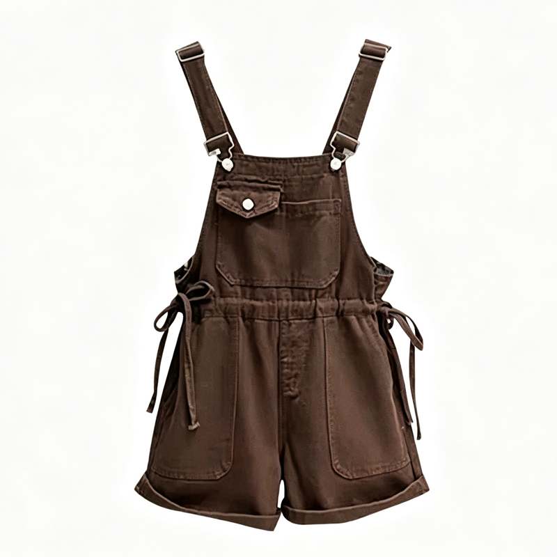 Color Block Short Sleeve Top Loose Short Overalls Two Pieces Set - Overalls - 3XL - image 5