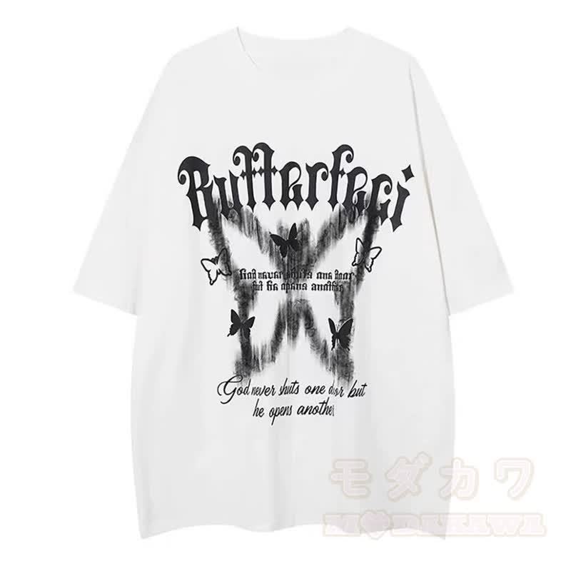  Casual Butterfly Print Tee Plaid Shirt Cargo Wide Leg Pants Three Pieces Set - White T-Shirt - 3XL - image 12