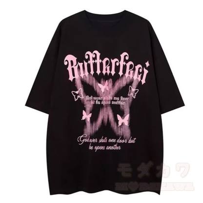  Casual Butterfly Print Tee Plaid Shirt Cargo Wide Leg Pants Three Pieces Set - Black T-Shirt - 3XL - image 10