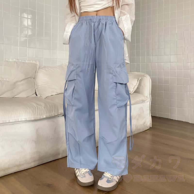  Casual Butterfly Print Tee Plaid Shirt Cargo Wide Leg Pants Three Pieces Set - Blue Pants - 3XL - image 16