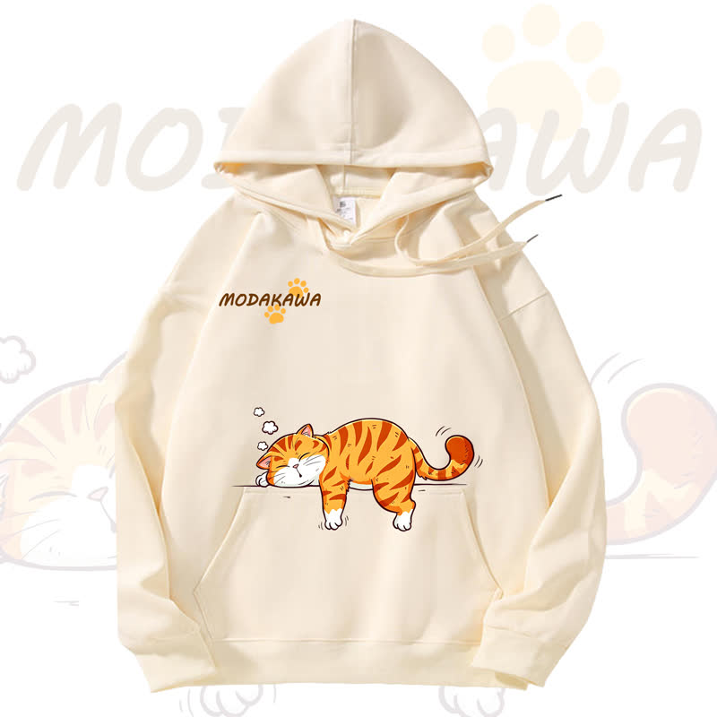 MODAKAWA Cute Cat Graphic Fleece Lined Hoodie - Yellow - 3XL - image 1