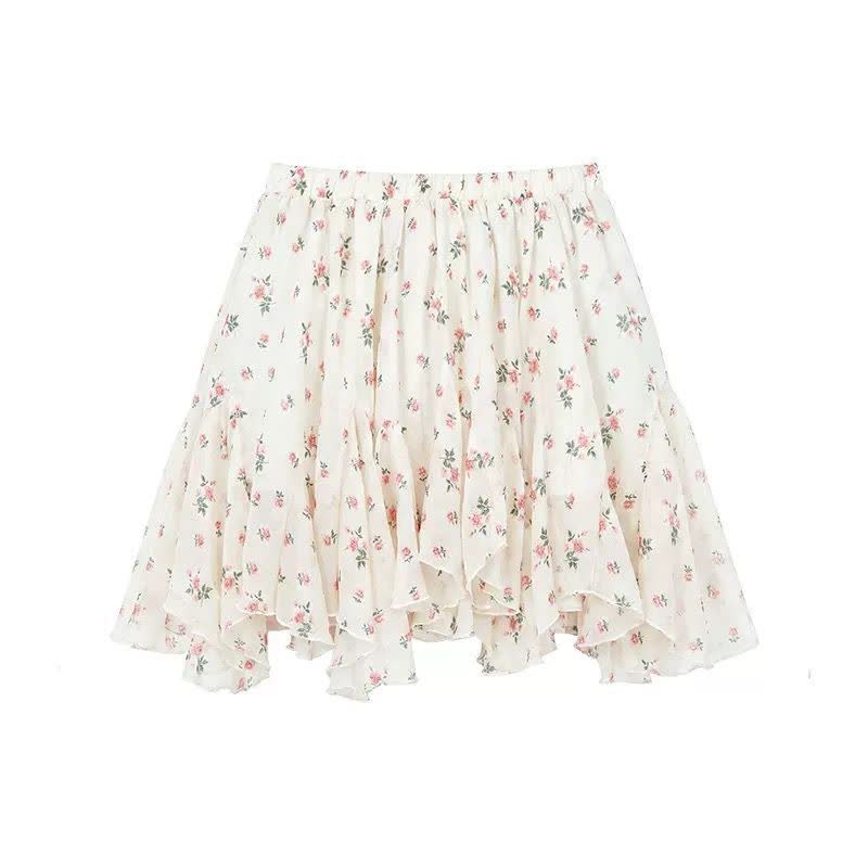 Lace Off Shoulder Short Sleeve Top Ruffled Skirt Two Pieces Set - Skirt - XL - image 5