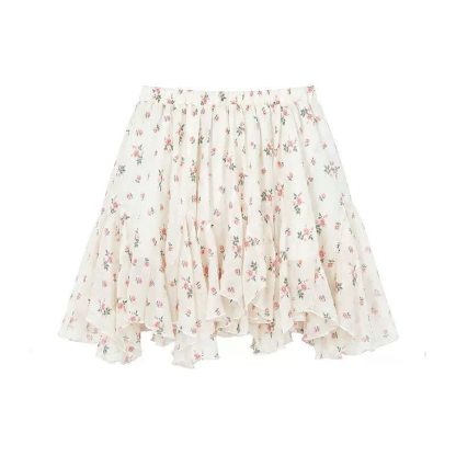 Lace Off Shoulder Short Sleeve Top Ruffled Skirt Two Pieces Set - Skirt - XL - image 5