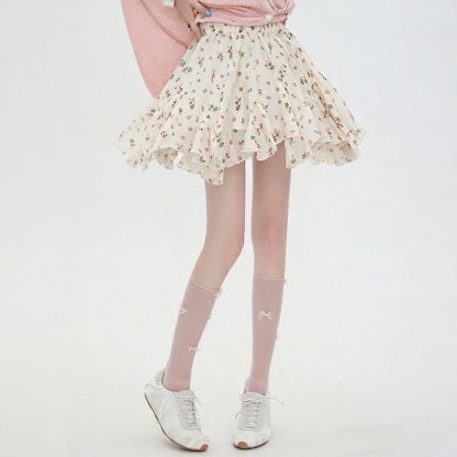 Lace Off Shoulder Short Sleeve Top Ruffled Skirt Two Pieces Set - image 4