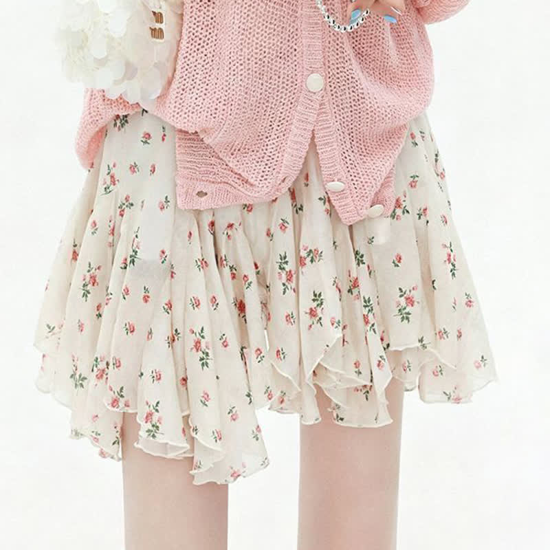 Lace Off Shoulder Short Sleeve Top Ruffled Skirt Two Pieces Set - image 3