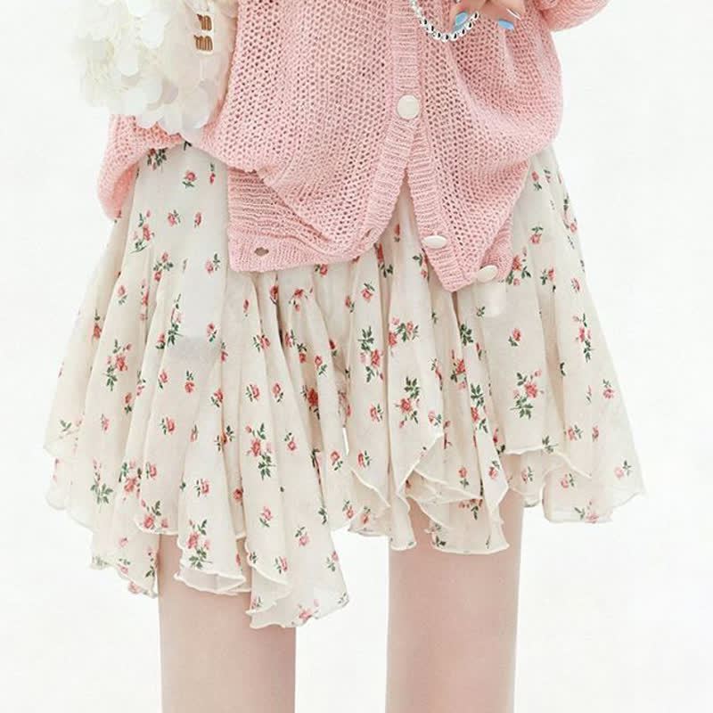 Lace Off Shoulder Short Sleeve Top Ruffled Skirt Two Pieces Set - image 3
