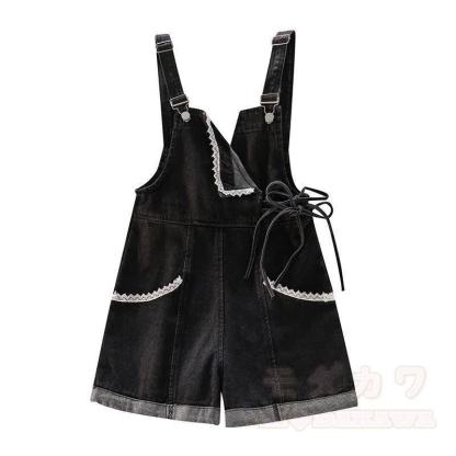 Cute Fox Paw Print Hoodie Denim Overalls Shorts Two Pieces Set - Black Overalls - 2XL - image 10