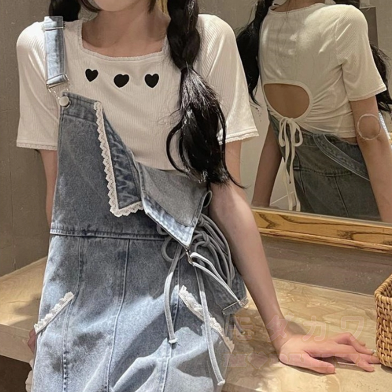 Cute Fox Paw Print Hoodie Denim Overalls Shorts Two Pieces Set - image 9
