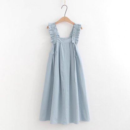 College Style Short Sleeve Shirt Strap Dress Two Pieces Set  - Blue Dress B - XL - image 11