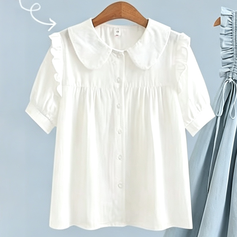 College Style Short Sleeve Shirt Strap Dress Two Pieces Set  - Top - XL - image 9