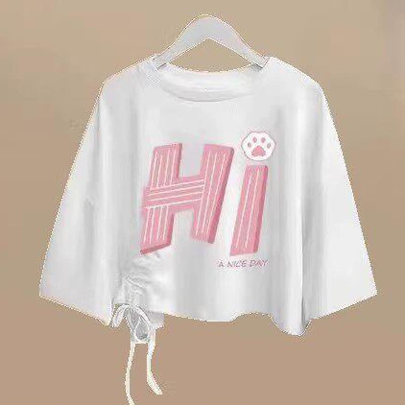  College Style Print Short Sleeve T-shirt Irregular Tulle Skirt Two Pieces Set - Top B - XL - image 12
