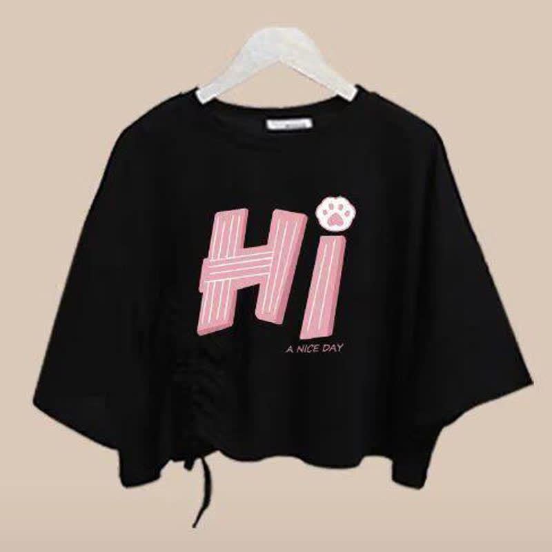  College Style Print Short Sleeve T-shirt Irregular Tulle Skirt Two Pieces Set - Top A - XL - image 11