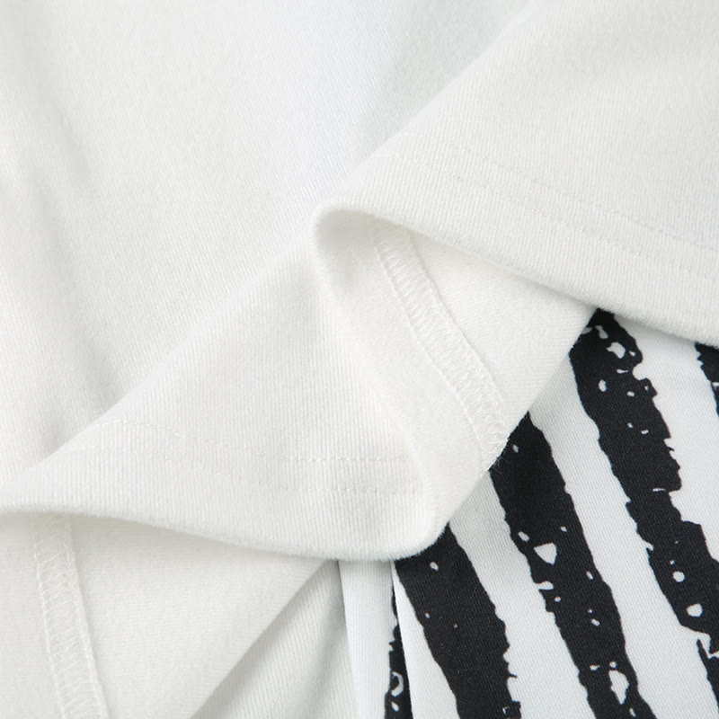 Y2K Graphic Striped Off Shoulder Long Sleeve Top - image 7