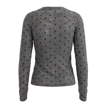 Y2K American Style Vintage Cat Print Polka Dot Long Sleeve T-shirt - image 3