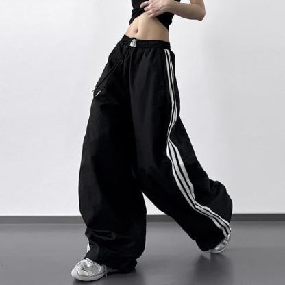 Casual American Style Hip-hop Stripes Wide Leg Cargo Pants - image 3