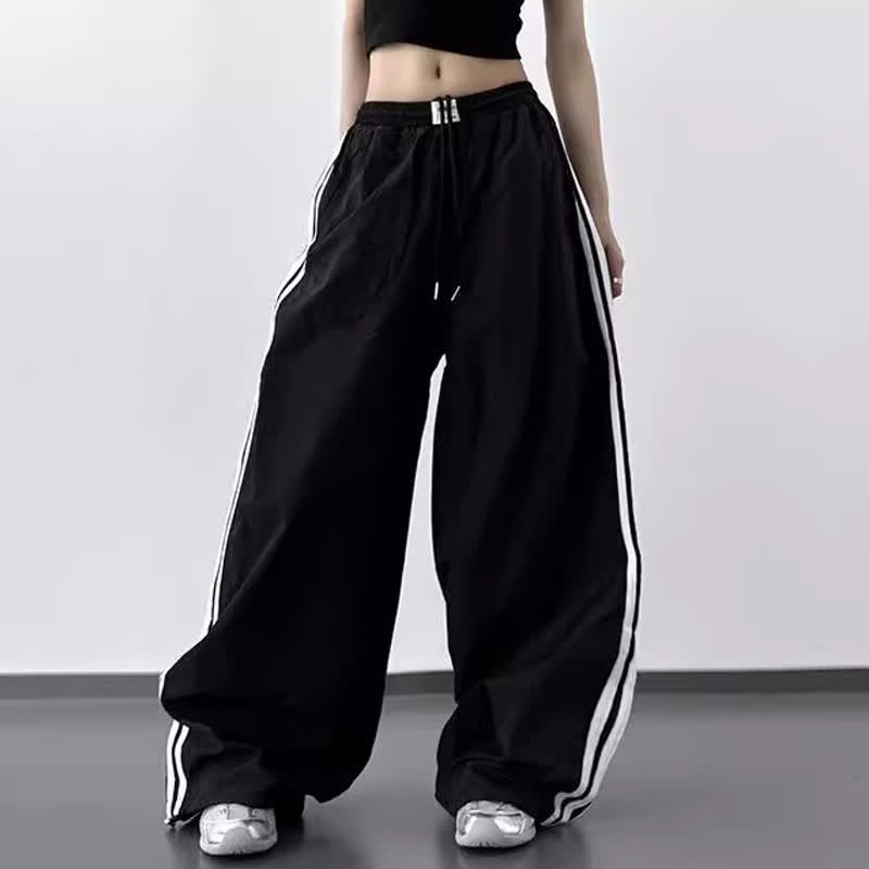 Casual American Style Hip-hop Stripes Wide Leg Cargo Pants - image 2