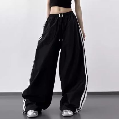 Casual American Style Hip-hop Stripes Wide Leg Cargo Pants - image 2