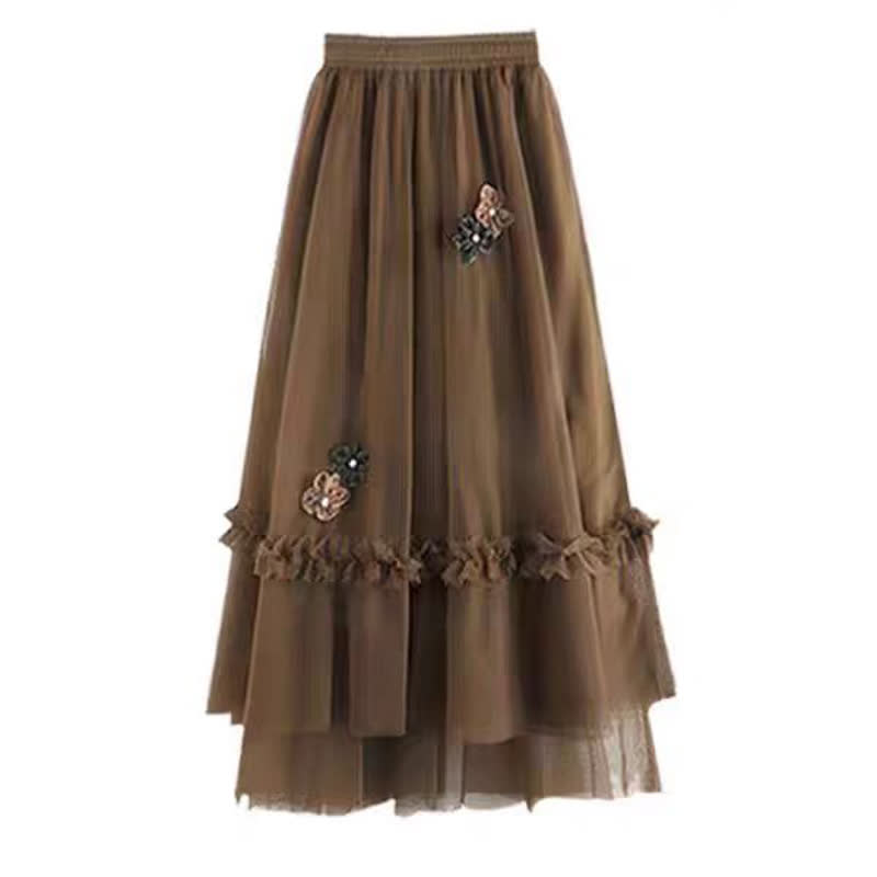 Vintage Off shoulder Knit Sweater Layered Skirt Two Pieces Set - Skirt - 4XL - image 4