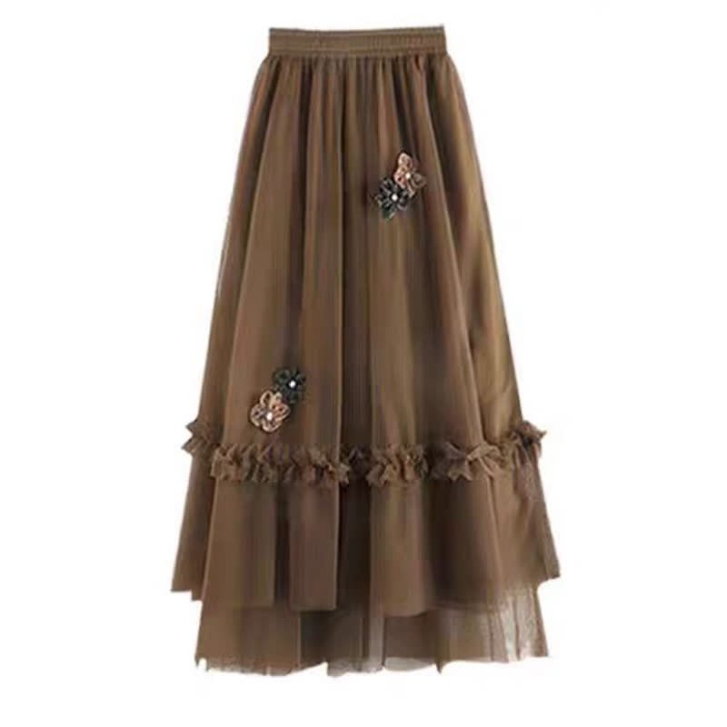 Vintage Off shoulder Knit Sweater Layered Skirt Two Pieces Set - Skirt - 4XL - image 4