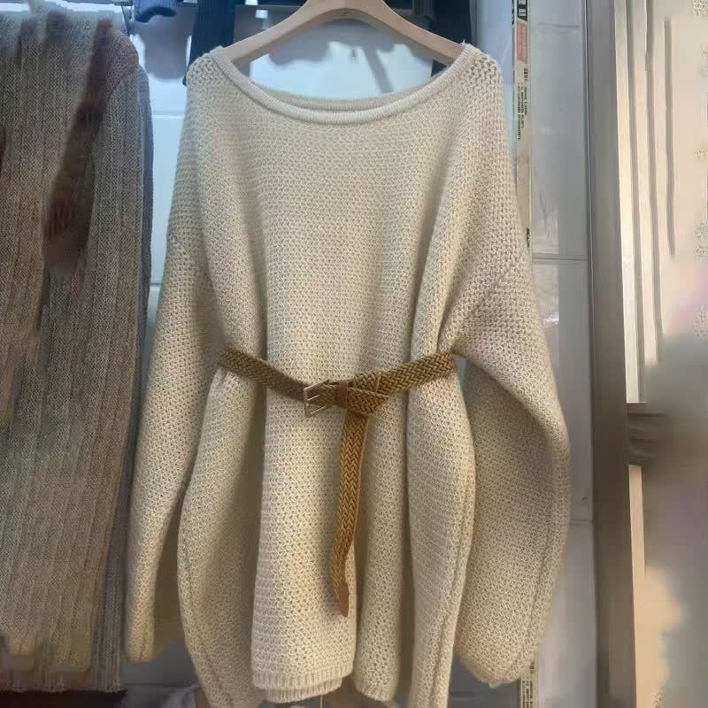 Vintage Off shoulder Knit Sweater Layered Skirt Two Pieces Set - Top - 4XL - image 3