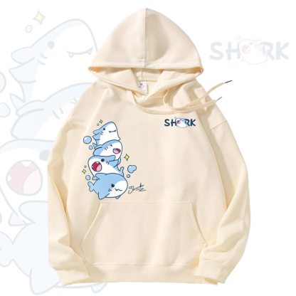 MODAKAWA Cute Shark Graphic Fleece Lined Hoodie - Yellow - 3XL - image 2