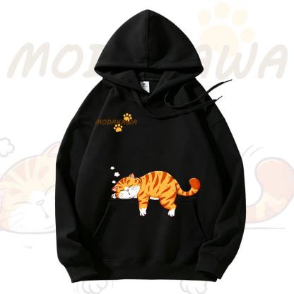 MODAKAWA Cute Cat Graphic Fleece Lined Hoodie - Black - 3XL - image 5