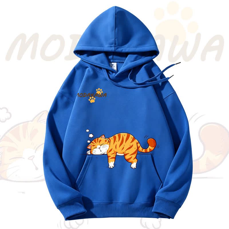 MODAKAWA Cute Cat Graphic Fleece Lined Hoodie - Blue - 3XL - image 11