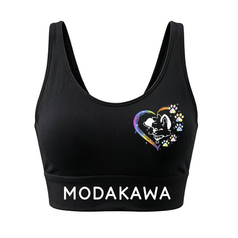 MODAKAWA Dog Graphic Crop Tank Sport Top Shorts Matching Outfit - Top - 4XL - image 2