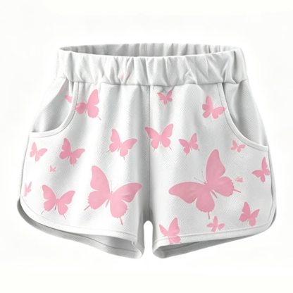MODAKAWA Butterfly Print Crop Tank Sport Top Shorts Matching Outfit - White Shorts - 4XL - image 6