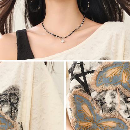 Vintage Butterfly Print Short Sleeve Off Shoulder T-shirt - image 6